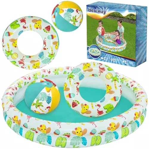 SET 3in1 Piscina gonflabila Minge si Colac pentru copii BESTWAY 51124